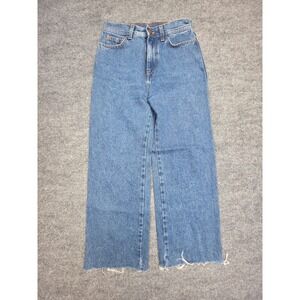 Rodebjer Farrah Jeans Women's Size 25 Denim Wide Leg Crop Frayed